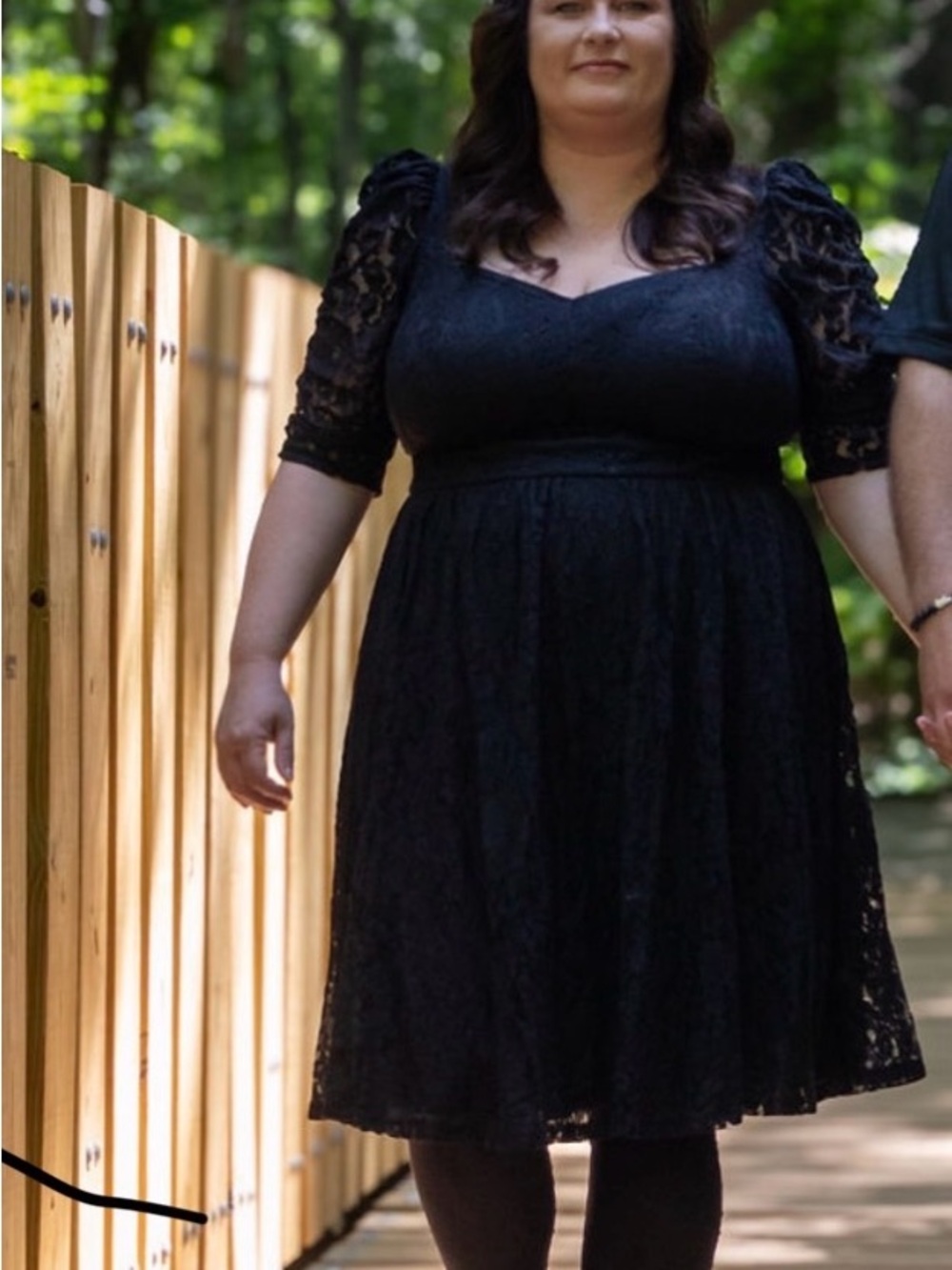 torrid Black Lace Midi Dress with Puff Sleeves